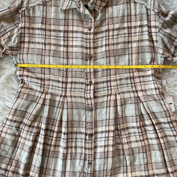 Free People Mary Anne Plaid Buttondown Shirt/Tunic Dress - Picture 13 of 13
